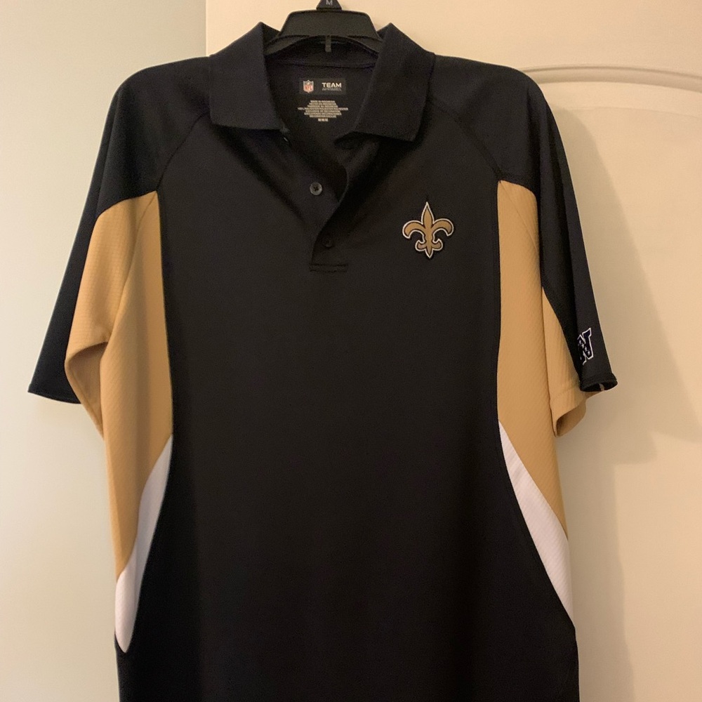 Saints Men’s Collared Black & Gold Sports Shirt -Medium